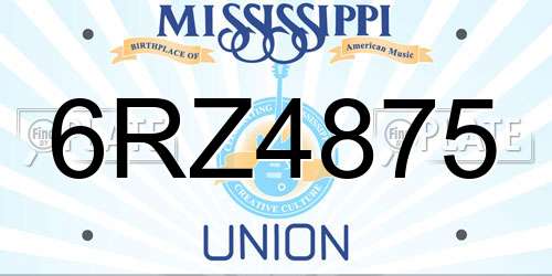 6RZ4875 Mississippi License Plate