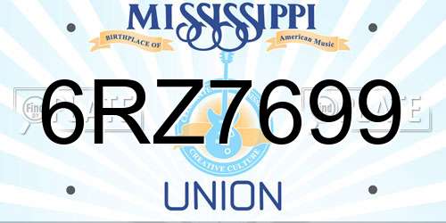 6RZ7699 Mississippi License Plate