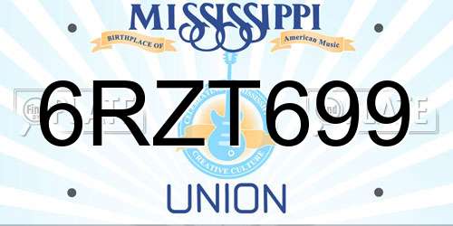 6RZT699 Mississippi License Plate