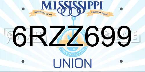 6RZZ699 Mississippi License Plate