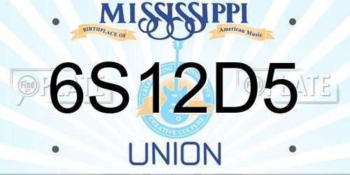 6S12D5 Mississippi License Plate