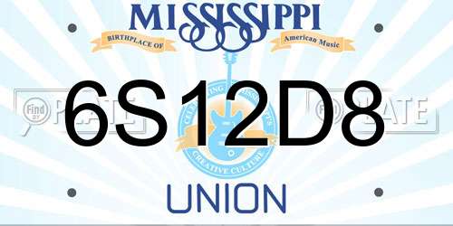 6S12D8 Mississippi License Plate