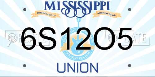 6S12O5 Mississippi License Plate
