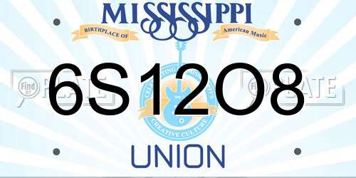 6S12O8 Mississippi License Plate