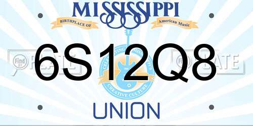 6S12Q8 Mississippi License Plate