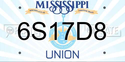 6S17D8 Mississippi License Plate