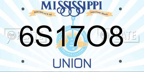6S17O8 Mississippi License Plate