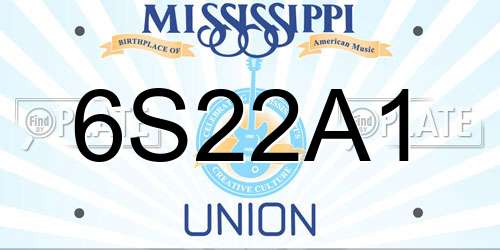 6S22A1 Mississippi License Plate