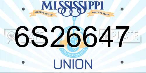 6S26647 Mississippi License Plate