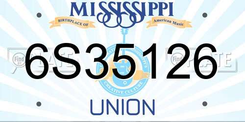 6S35126 Mississippi License Plate