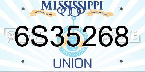 6S35268 Mississippi License Plate
