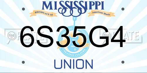 6S35G4 Mississippi License Plate