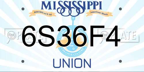 6S36F4 Mississippi License Plate