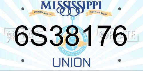 6S38176 Mississippi License Plate