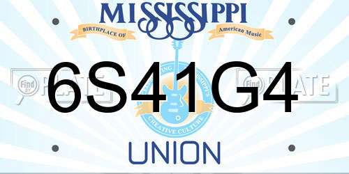 6S41G4 Mississippi License Plate