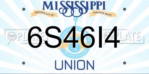 6S46I4 Mississippi License Plate