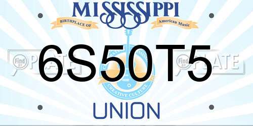 6S50T5 Mississippi License Plate