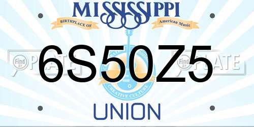 6S50Z5 Mississippi License Plate