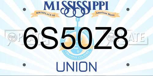 6S50Z8 Mississippi License Plate