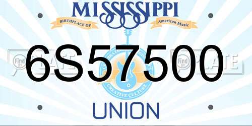 6S57500 Mississippi License Plate