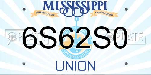 6S62S0 Mississippi License Plate