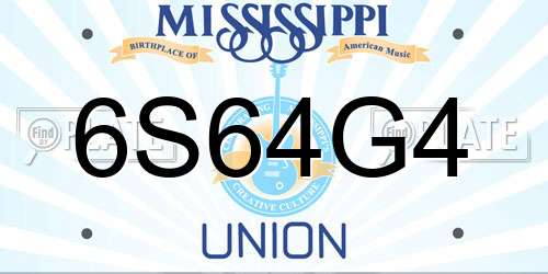 6S64G4 Mississippi License Plate