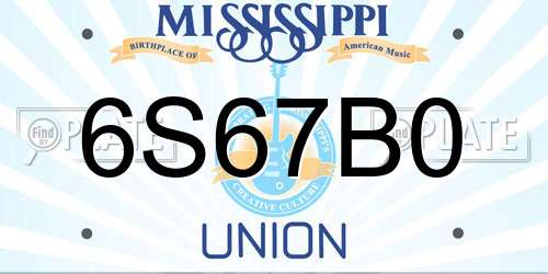 6S67B0 Mississippi License Plate