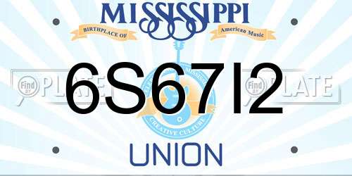 6S67I2 Mississippi License Plate