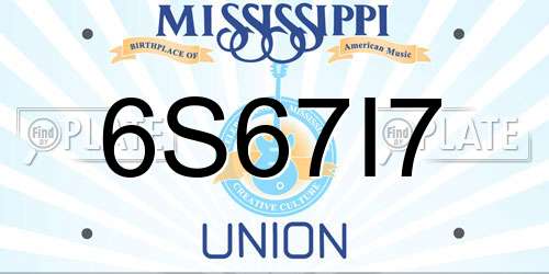 6S67I7 Mississippi License Plate