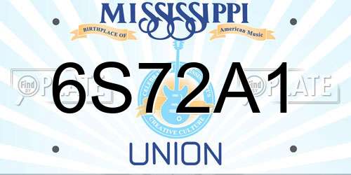 6S72A1 Mississippi License Plate