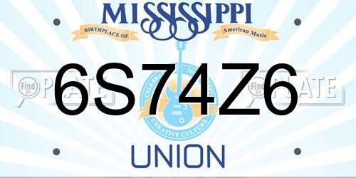 6S74Z6 Mississippi License Plate