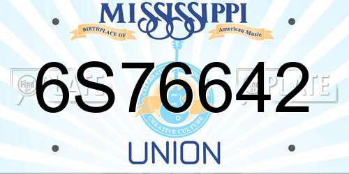 6S76642 Mississippi License Plate