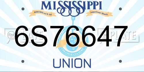 6S76647 Mississippi License Plate