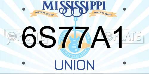 6S77A1 Mississippi License Plate