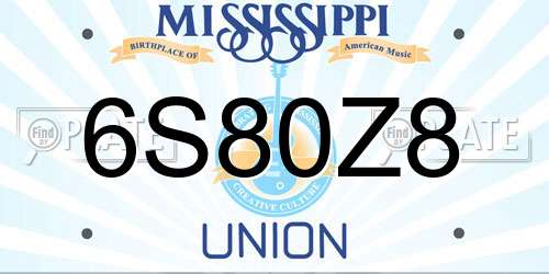 6S80Z8 Mississippi License Plate