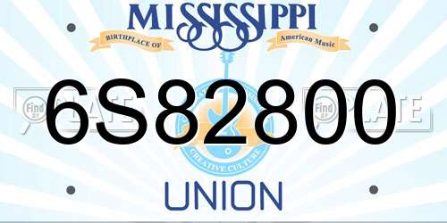 6S82800 Mississippi License Plate