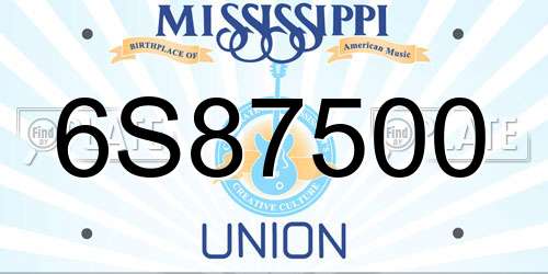 6S87500 Mississippi License Plate