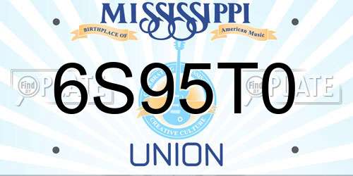 6S95T0 Mississippi License Plate