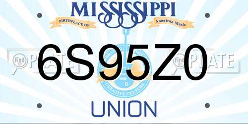 6S95Z0 Mississippi License Plate