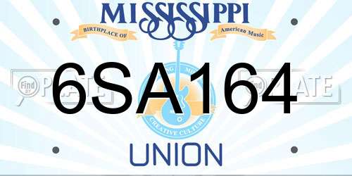 6SA164 Mississippi License Plate