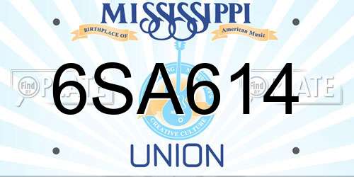 6SA614 Mississippi License Plate