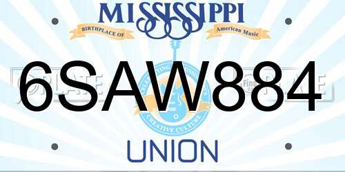 6SAW884 Mississippi License Plate