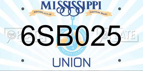 6SB025 Mississippi License Plate