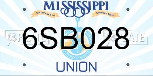6SB028 Mississippi License Plate