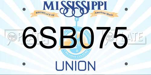 6SB075 Mississippi License Plate