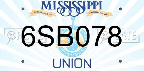 6SB078 Mississippi License Plate