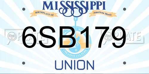6SB179 Mississippi License Plate