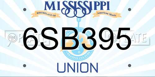 6SB395 Mississippi License Plate