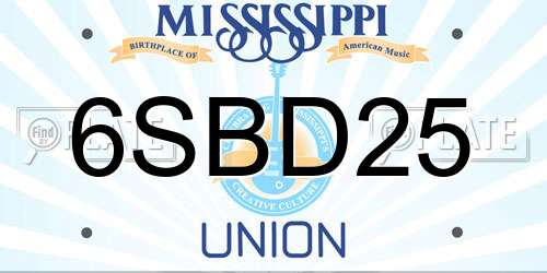 6SBD25 Mississippi License Plate