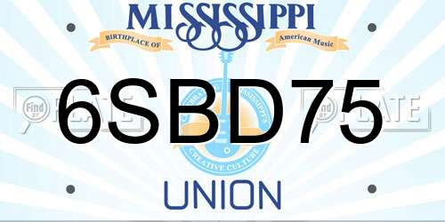 6SBD75 Mississippi License Plate